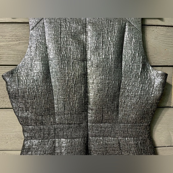 NWT Susan Monaco Silver Chrome Metallic Bodycon Pencil Midi Dress Sz 6 - Picture 8 of 14